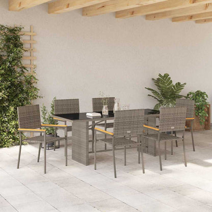 Garten Essgruppe 7 pcs Grau 190 x 80 x 75 cm Poly-Rattan
