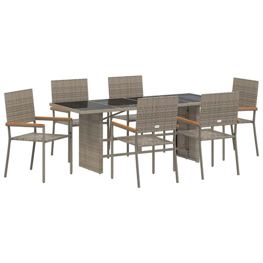Garten Essgruppe 7 pcs Grau 190 x 80 x 75 cm Poly-Rattan