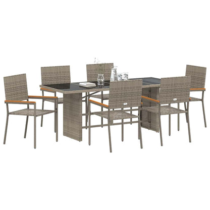 Garten Essgruppe 7 pcs Grau 190 x 80 x 75 cm Poly-Rattan
