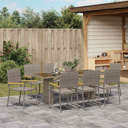 Garten Essgruppe 9 pcs Grau 190 x 80 x 75 cm Poly-Rattan