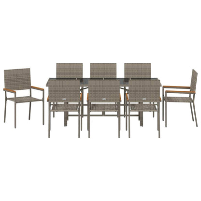 Garten Essgruppe 9 pcs Grau 190 x 80 x 75 cm Poly-Rattan