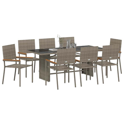 Garten Essgruppe 9 pcs Grau 190 x 80 x 75 cm Poly-Rattan