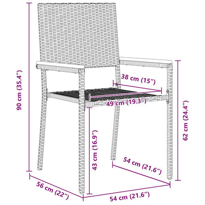 Garten Essgruppe 9 pcs Grau 190 x 80 x 75 cm Poly-Rattan