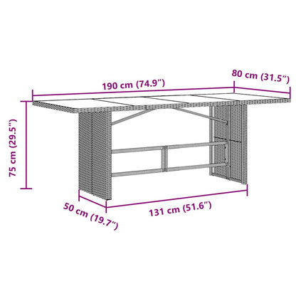 Garten Essgruppe 9 pcs Grau 190 x 80 x 75 cm Poly-Rattan