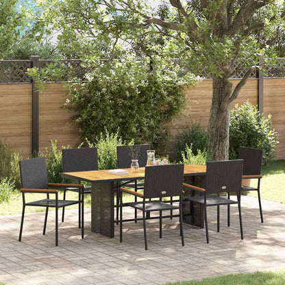 Garten Essgruppe 7 pcs Schwarz und Braun 190 x 80 x 75 cm