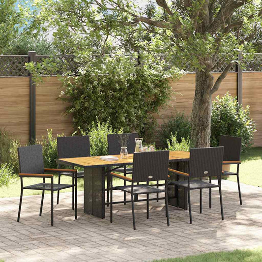 Garten Essgruppe 7 pcs Schwarz und Braun 190 x 80 x 75 cm