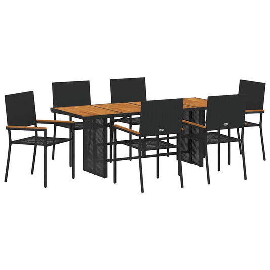 Garten Essgruppe 7 pcs Schwarz und Braun 190 x 80 x 75 cm