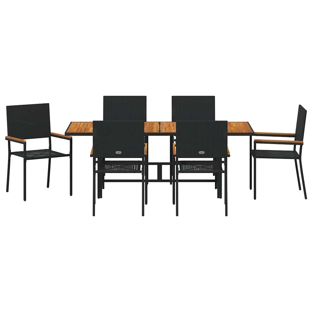 Garten Essgruppe 7 pcs Schwarz und Braun 190 x 80 x 75 cm