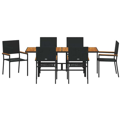 Garten Essgruppe 7 pcs Schwarz und Braun 190 x 80 x 75 cm