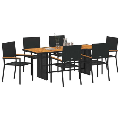Garten Essgruppe 7 pcs Schwarz und Braun 190 x 80 x 75 cm