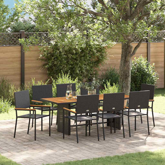 Garten Essgruppe 9 pcs Schwarz und Braun 190 x 80 x 75 cm