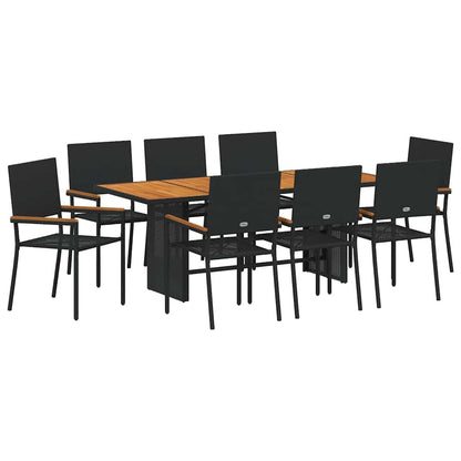 Garten Essgruppe 9 pcs Schwarz und Braun 190 x 80 x 75 cm