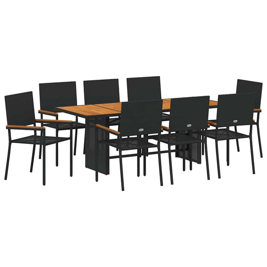 Garten Essgruppe 9 pcs Schwarz und Braun 190 x 80 x 75 cm
