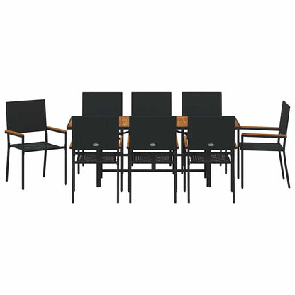 Garten Essgruppe 9 pcs Schwarz und Braun 190 x 80 x 75 cm