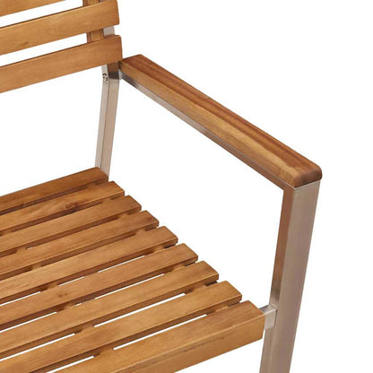 Garten Essgruppe 5 pcs Braun Massives Akazienholz & Edelstahl