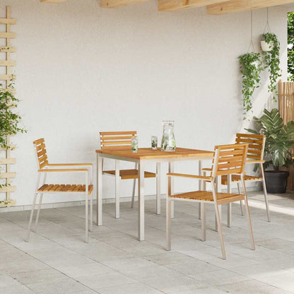 Garten Essgruppe 5 pcs Braun Massives Akazienholz & Edelstahl