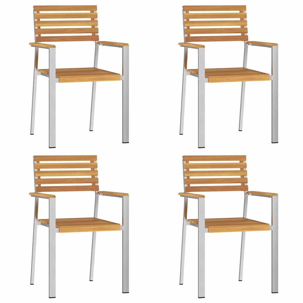 Garten Essgruppe 5 pcs Braun Massives Akazienholz & Edelstahl