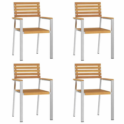 Garten Essgruppe 5 pcs Braun Massives Akazienholz & Edelstahl