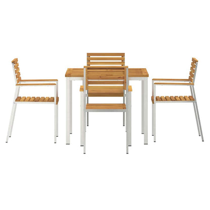 Garten Essgruppe 5 pcs Braun Massives Akazienholz & Edelstahl