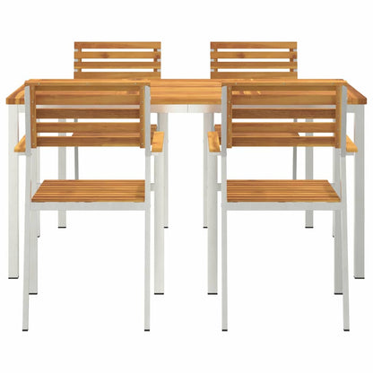 Garten Essgruppe 5 pcs Braun Massives Akazienholz & Edelstahl