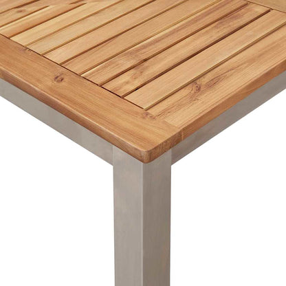 Garten Essgruppe 7 pcs Braun Massives Akazienholz & Edelstahl