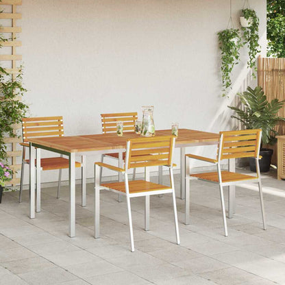 Garten Essgruppe 5 pcs Braun Massives Akazienholz & Edelstahl
