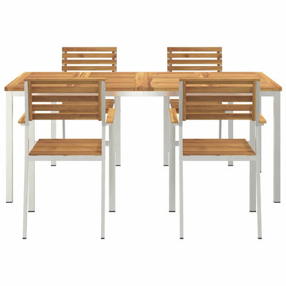 Garten Essgruppe 5 pcs Braun Massives Akazienholz & Edelstahl