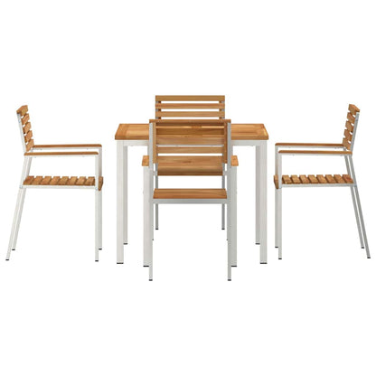 Garten Essgruppe 5 pcs Braun Massives Teakholz & Edelstahl