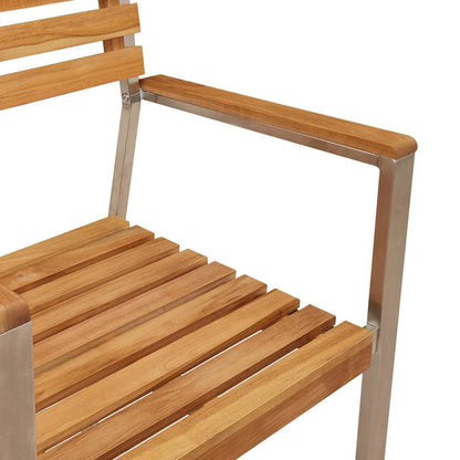 Garten Essgruppe 5 pcs Braun Massives Teakholz & Edelstahl