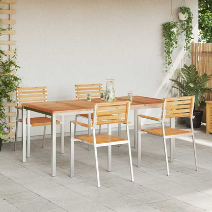 Garten Essgruppe 5 pcs Braun Massives Teakholz & Edelstahl