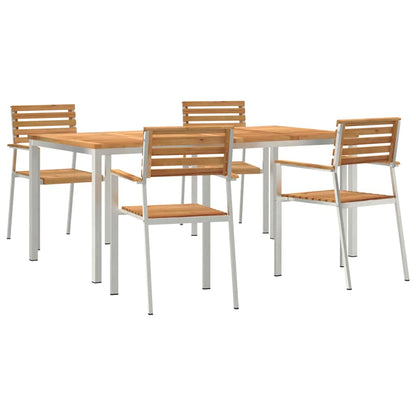 Garten Essgruppe 5 pcs Braun Massives Teakholz & Edelstahl
