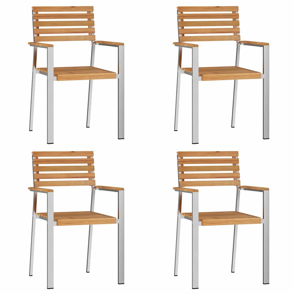 Garten Essgruppe 5 pcs Braun Massives Teakholz & Edelstahl