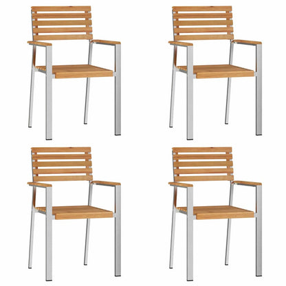 Garten Essgruppe 5 pcs Braun Massives Teakholz & Edelstahl