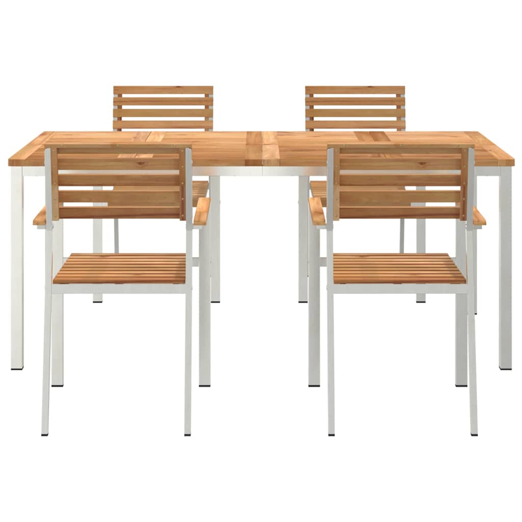 Garten Essgruppe 5 pcs Braun Massives Teakholz & Edelstahl