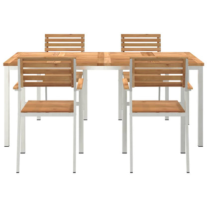 Garten Essgruppe 5 pcs Braun Massives Teakholz & Edelstahl