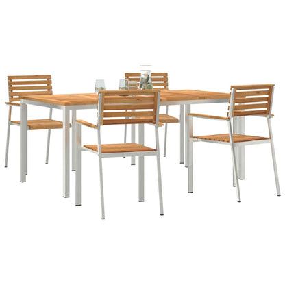 Garten Essgruppe 5 pcs Braun Massives Teakholz & Edelstahl