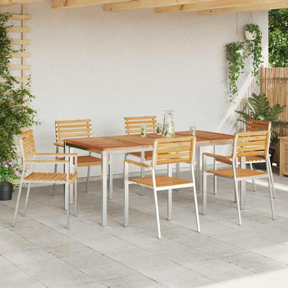 Garten Essgruppe 7 pcs Braun Massives Teakholz & Edelstahl