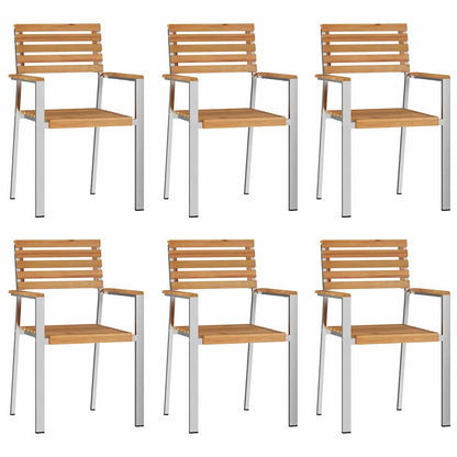 Garten Essgruppe 7 pcs Braun Massives Teakholz & Edelstahl