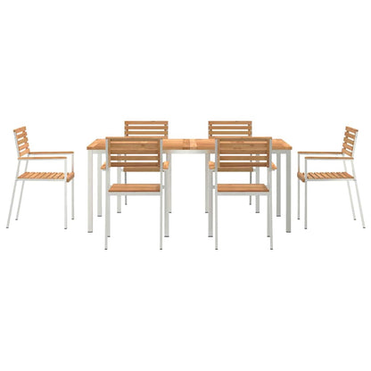Garten Essgruppe 7 pcs Braun Massives Teakholz & Edelstahl