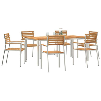 Garten Essgruppe 7 pcs Braun Massives Teakholz & Edelstahl