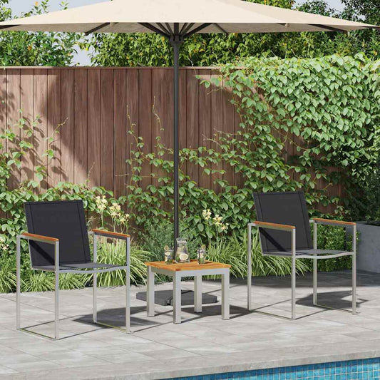 Outdoortisch-Set 3 pcs Braun und Schwarz Massivholz Akazie
