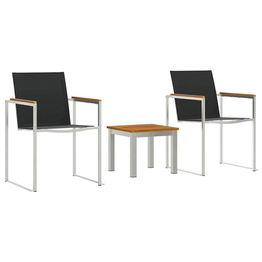 Outdoortisch-Set 3 pcs Braun und Schwarz Massivholz Akazie
