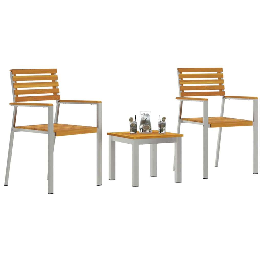 Garten Essgruppe 3 pcs Braun Massivholz Akazie