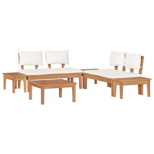 Gartenbänke Set mit Kissen mit Speicher 3 pcs Braun und Creme
