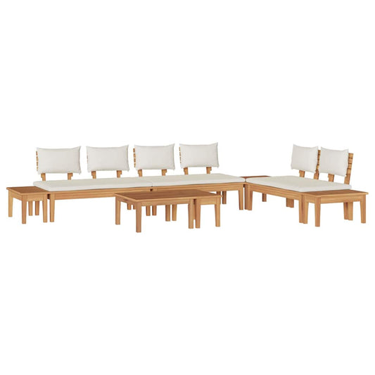 Gartenbänke Set mit Kissen mit Speicher 5 pcs Braun und Creme
