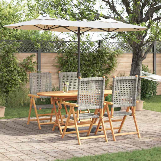 Garten Essgruppe 5 pcs Grau Massives Akazienholz und Polyrattan