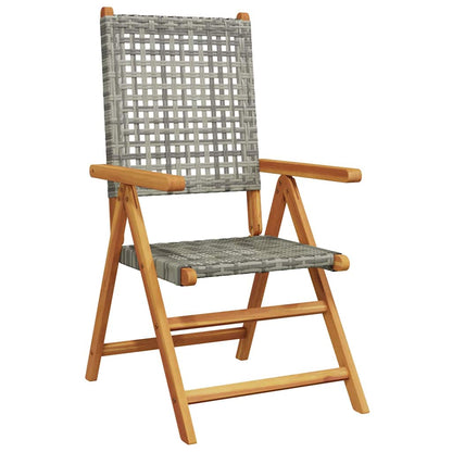 Garten Essgruppe 5 pcs Grau Massives Akazienholz und Polyrattan
