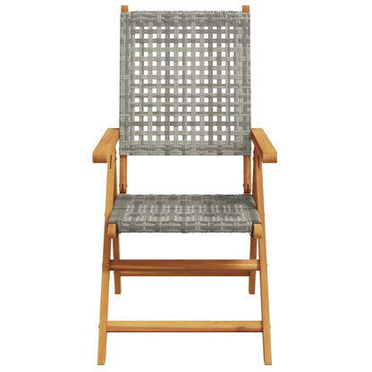 Garten Essgruppe 5 pcs Grau Massives Akazienholz und Polyrattan