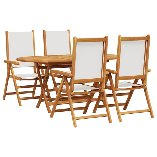 Garten Essgruppe 5 pcs Cremeweiß Akazie Massivholz