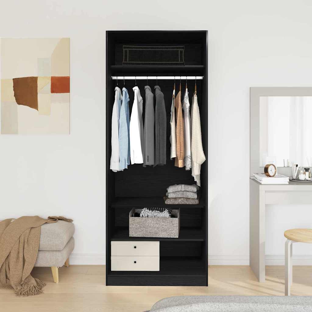 Kleiderschrank Schwarz Eiche 80 x 50 x 200 cm Holzwerkstoff